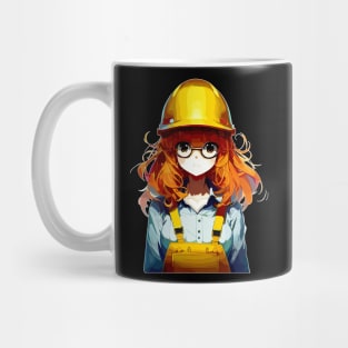 Anime Girl worker in construction helmet, hard hat Mug